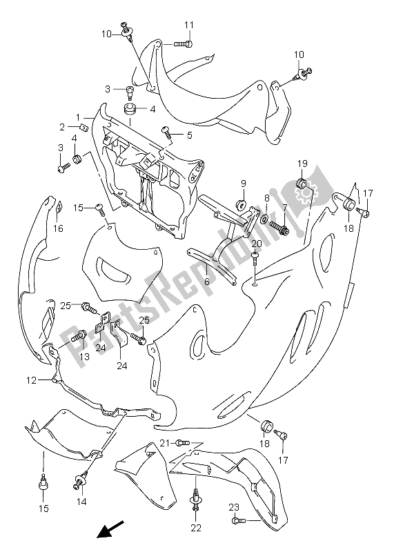 All parts for the Cowling Body Installation Parts of the Suzuki GSX 600F 2004