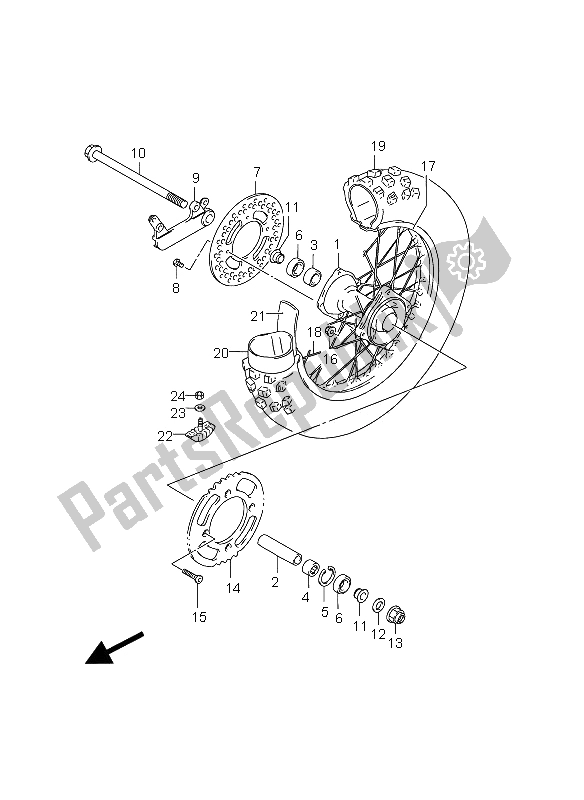 All parts for the Rear Wheel (sw) of the Suzuki RM 85 SW LW 2012