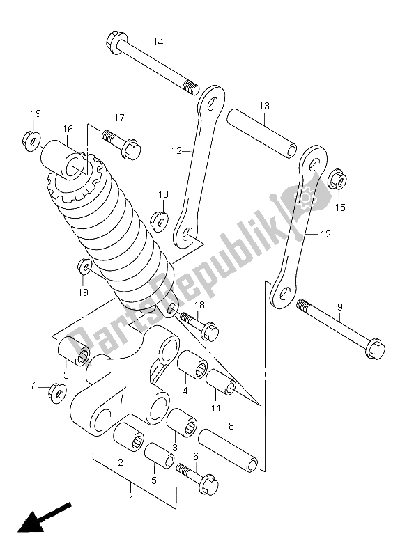 All parts for the Rear Cushion Lever of the Suzuki VL 1500 Intruder LC 2006