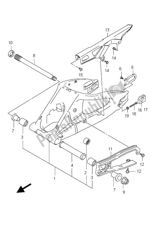 Tutte le parti per il Braccio Oscillante Posteriore (gsx-r600 E21) del Suzuki GSX R 600 2012