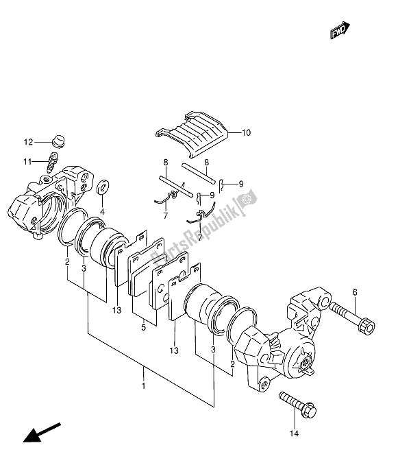 Tutte le parti per il Pinza Posteriore del Suzuki GSX 600 FUU2 1993