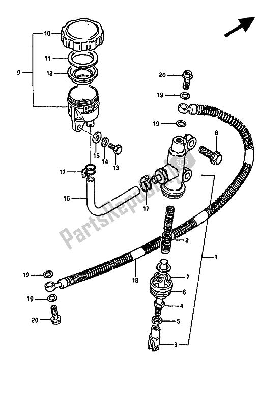 Tutte le parti per il Pompa Freno Posteriore del Suzuki GSX 550 1985