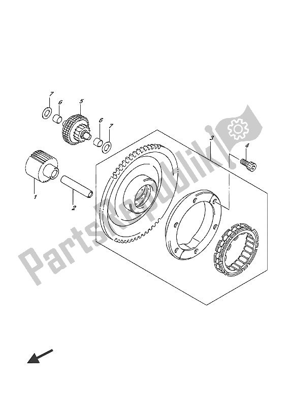 All parts for the Starter Clutch of the Suzuki VL 1500T Intruder 2016