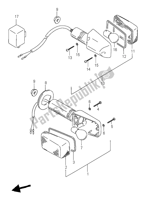 All parts for the Turn Signal Lamp of the Suzuki GSX 750F 1996