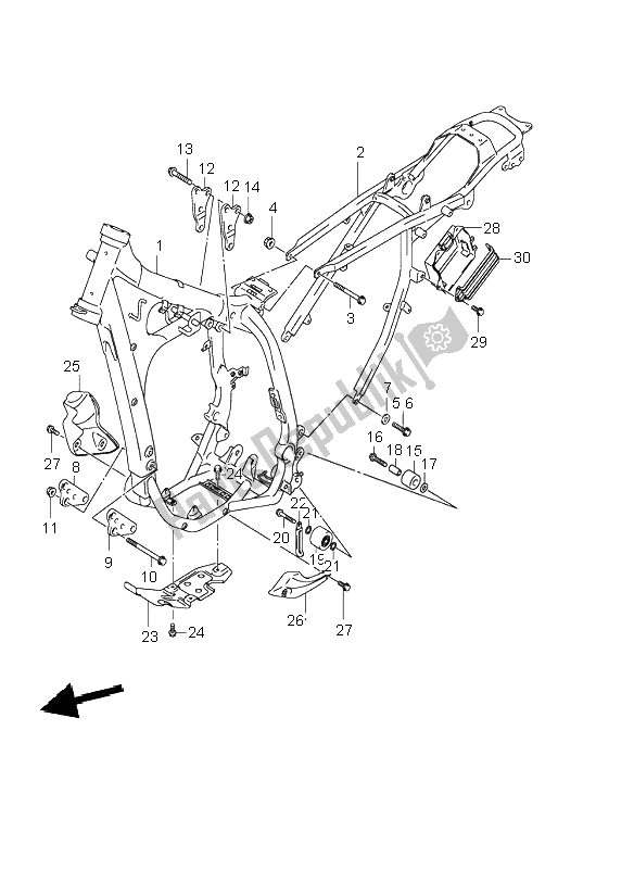 All parts for the Frame of the Suzuki DR Z 400S 2002