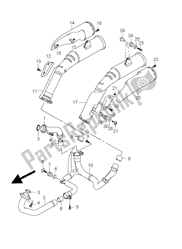 Tutte le parti per il Silenziatore del Suzuki DL 1000 V Strom 2003