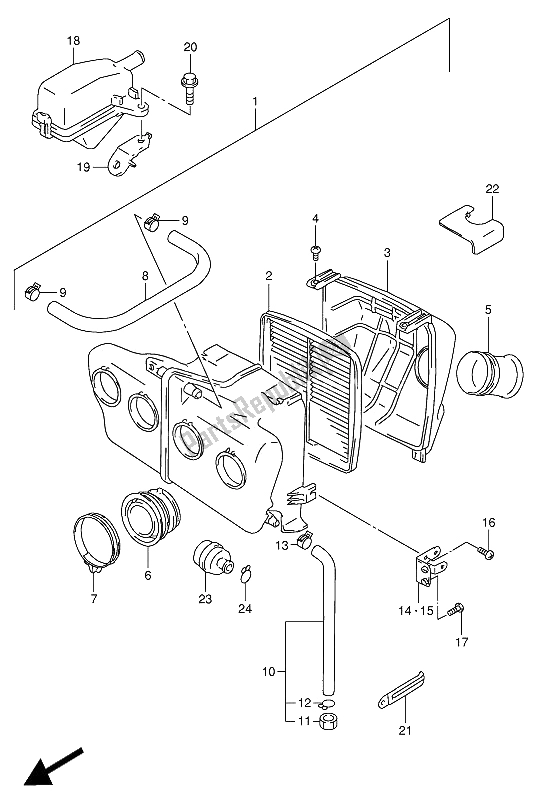 All parts for the Air Cleaner of the Suzuki GSX R 1100W 1994