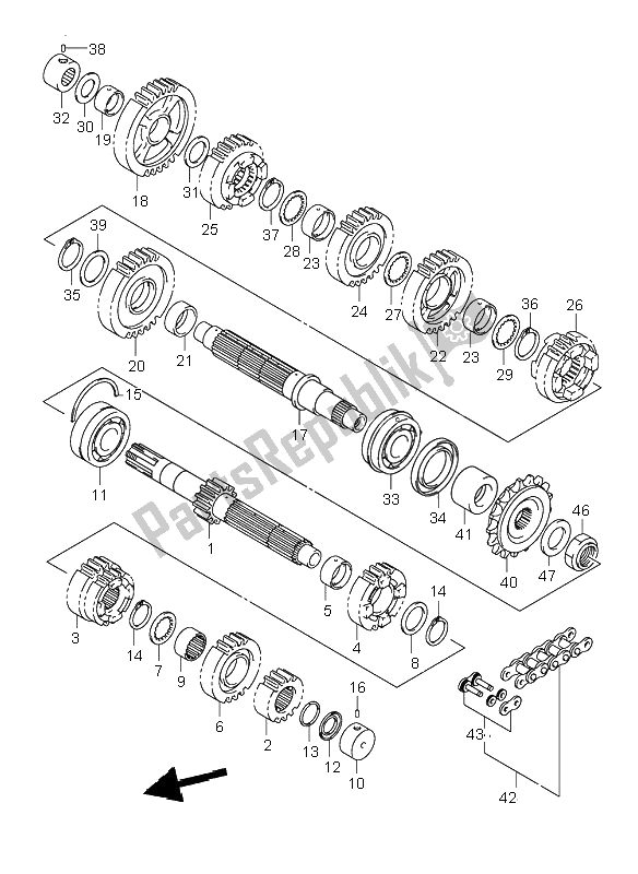 All parts for the Transmission of the Suzuki GSX 1300R Hayabusa 2000