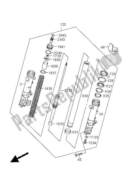 Tutte le parti per il Ammortizzatore Anteriore (gsf1250 E24) del Suzuki GSF 1250A Bandit 2011