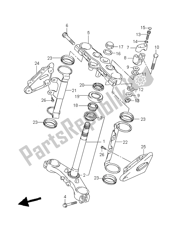 All parts for the Steering Stem (gsf1250-a) of the Suzuki GSF 1250 Nsnasa Bandit 2007
