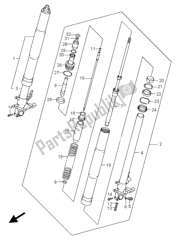 Tutte le parti per il Ammortizzatore Anteriore del Suzuki GSX R 750 2004