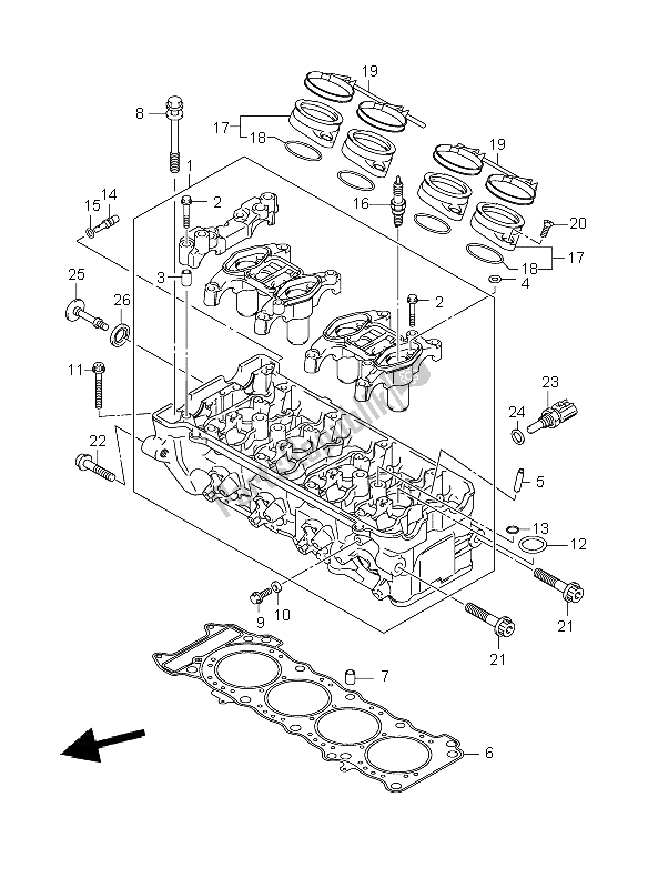 All parts for the Cylinder Head of the Suzuki GSR 600A 2009