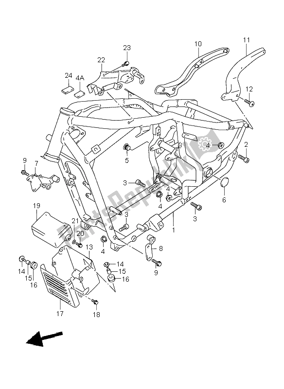 All parts for the Frame of the Suzuki VL 1500 Intruder LC 1998