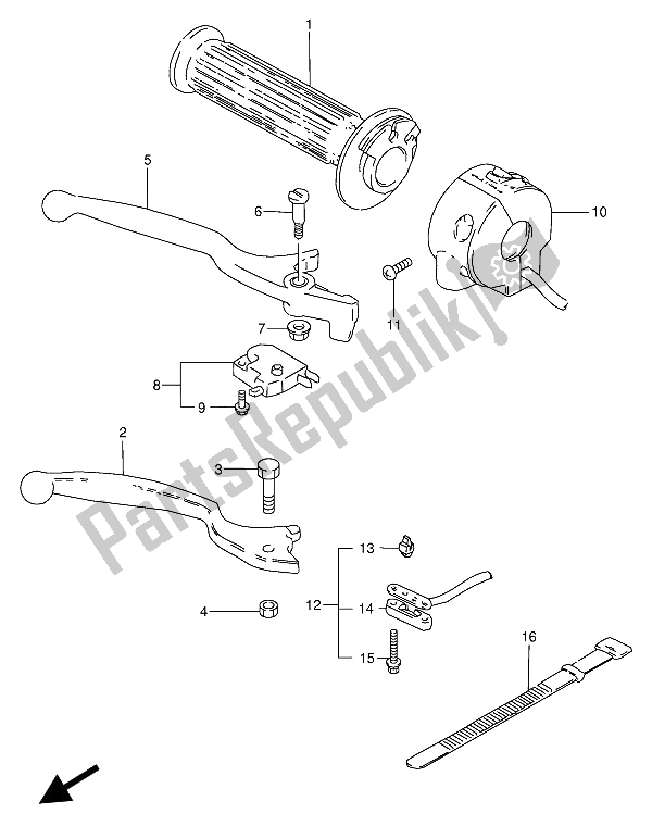 Alle onderdelen voor de Schakelaar Rechts Handvat van de Suzuki GN 250 1988