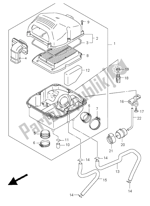 All parts for the Air Cleaner of the Suzuki SV 650 NS 2004