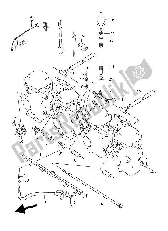 Alle onderdelen voor de Carburateur Fittingen van de Suzuki GSX 600F 1998