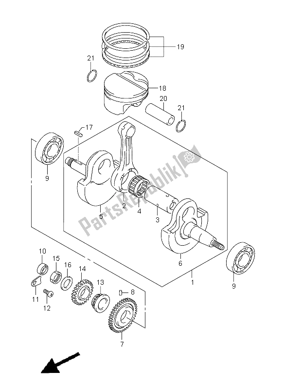 All parts for the Crankshaft of the Suzuki DR Z 400 SM 2008