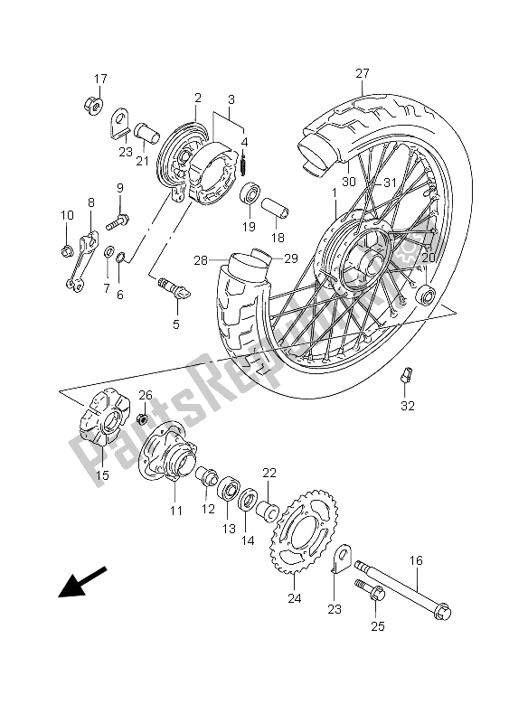 All parts for the Rear Wheel of the Suzuki GZ 250 Marauder 2005