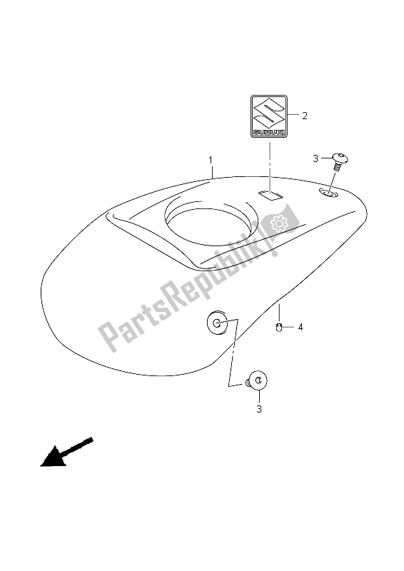 All parts for the Fuel Tank Upper Cover of the Suzuki VZ 1500 Intruder 2009