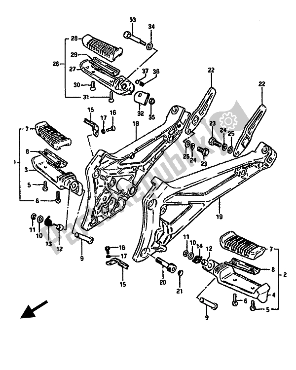 Tutte le parti per il Poggiapiedi del Suzuki GSX 550 1985