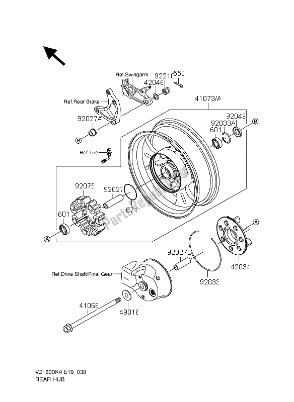 Toutes les pièces pour le Moyeu Arrière du Suzuki VZ 1600 Marauder 2004