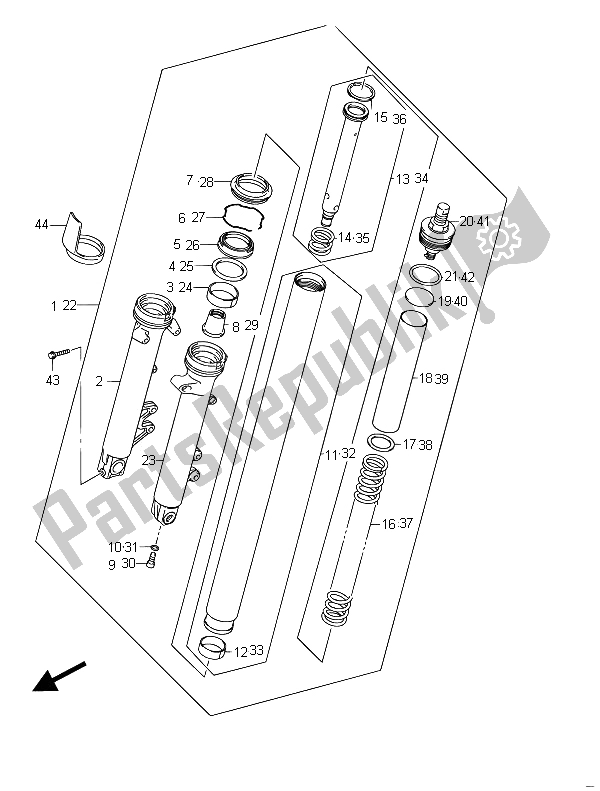 All parts for the Front Fork Damper (gsf650ua) of the Suzuki GSF 650 Sasa Bandit 2011