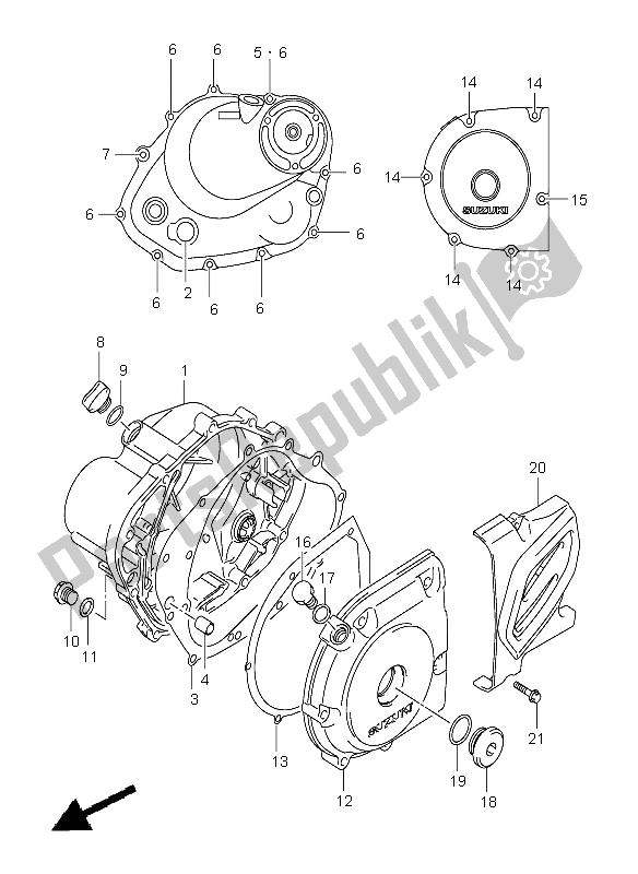 Toutes les pièces pour le Couvercle De Carter du Suzuki DR Z 125 SW LW 2004