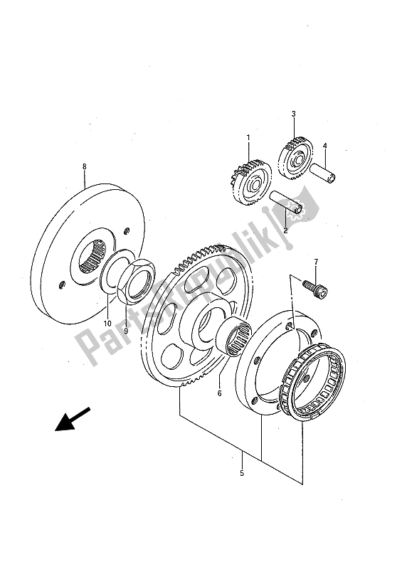 All parts for the Starter Clutch of the Suzuki LS 650 FP Savage 1986