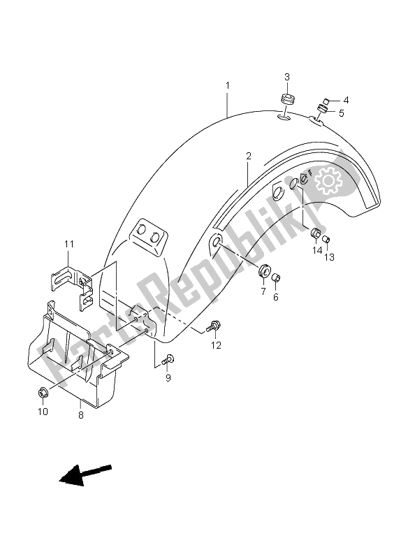 All parts for the Rear Fender of the Suzuki VL 250 Intruder 2001