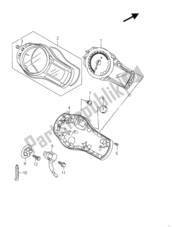 All parts for the Speedometer (gsf650sa) of the Suzuki GSF 650 Sasa Bandit 2011