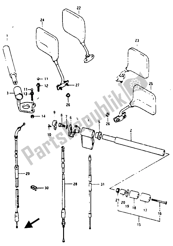 Todas las partes para Manillar de Suzuki RG 125 CUC Gamma 1987