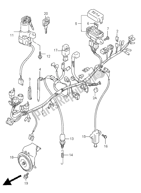 Tutte le parti per il Cablaggio Elettrico del Suzuki VX 800 1996