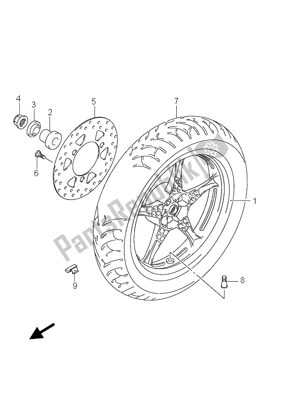 All parts for the Rear Wheel of the Suzuki UX 150 Sixteen 2010