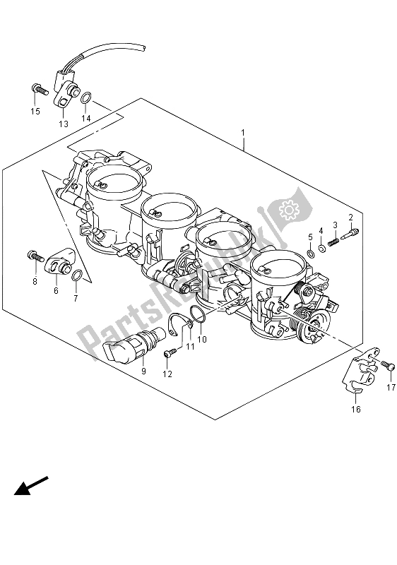Alle onderdelen voor de Gasklephuis van de Suzuki GSX 1300 RA Hayabusa 2015