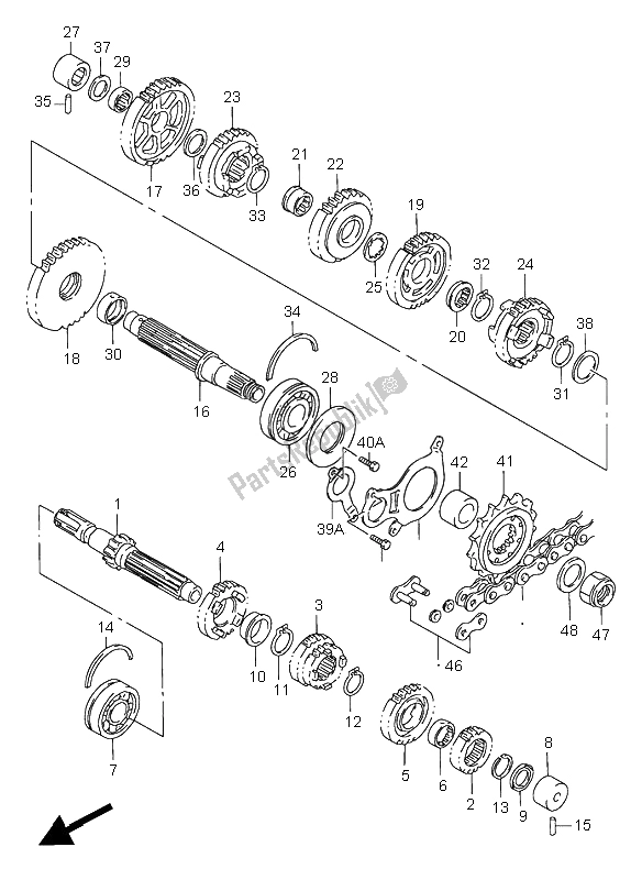 All parts for the Transmission of the Suzuki GSX R 750 1998