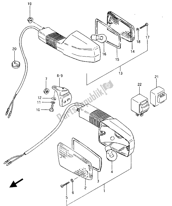 Alle onderdelen voor de Richtingaanwijzerlamp (e2-e21) van de Suzuki GSX 750 Esefe 1985