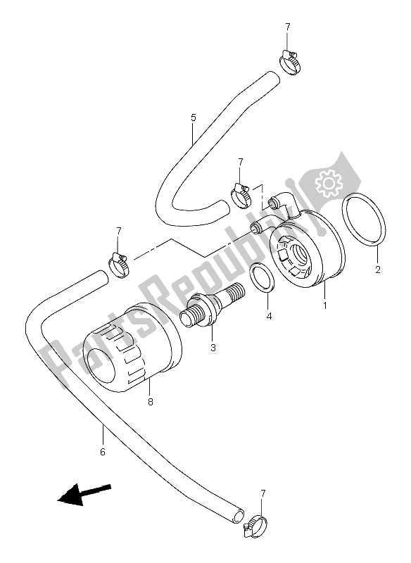 All parts for the Oil Cooler of the Suzuki TL 1000R 2000