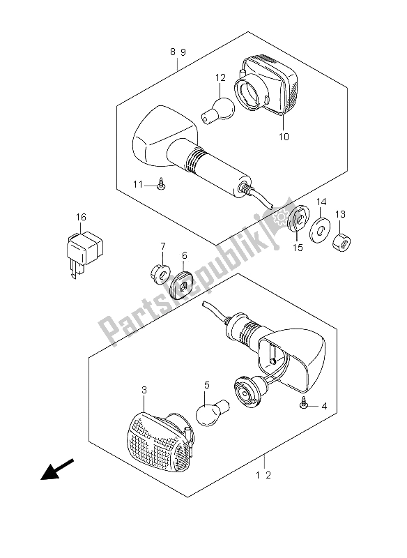 Toutes les pièces pour le Feu Clignotant (gs500f-fu) du Suzuki GS 500 EF 2006