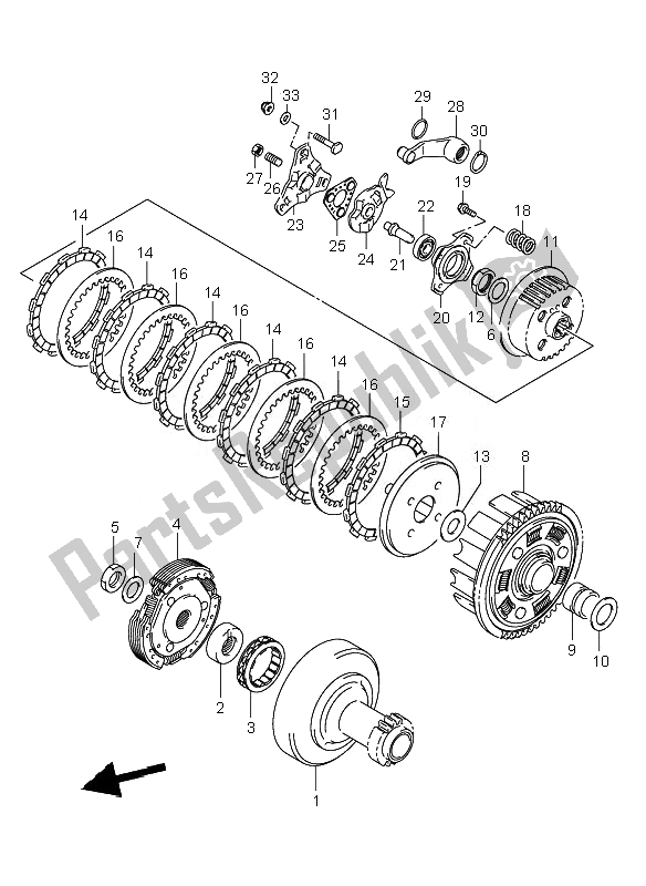 All parts for the Clutch of the Suzuki LT Z 250 Quadsport 2007