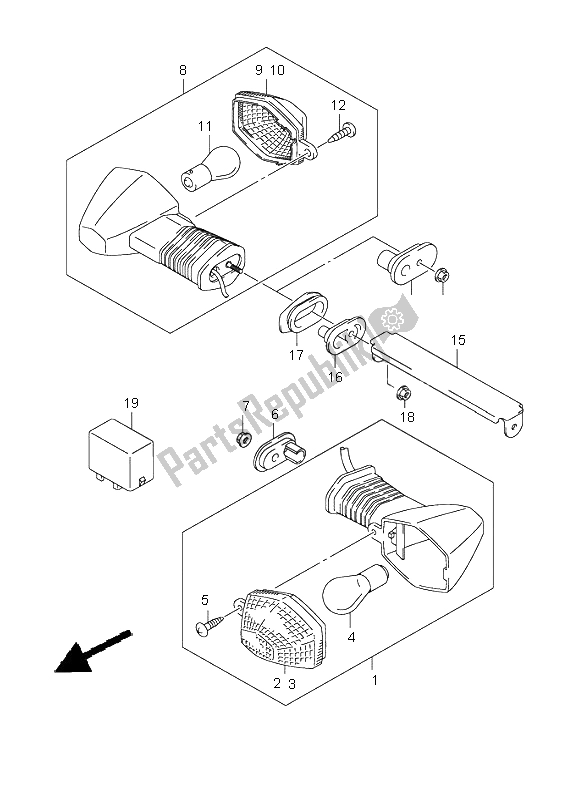 All parts for the Turnsignal Lamp (sv650s-su) of the Suzuki SV 650 NS 2004