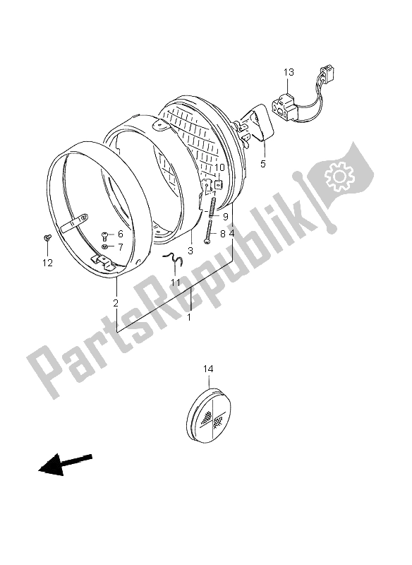 All parts for the Headlamp of the Suzuki GN 125E 1996