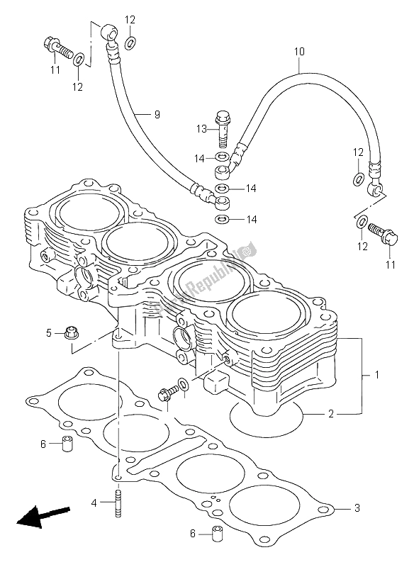 All parts for the Cylinder of the Suzuki RF 600R 1997