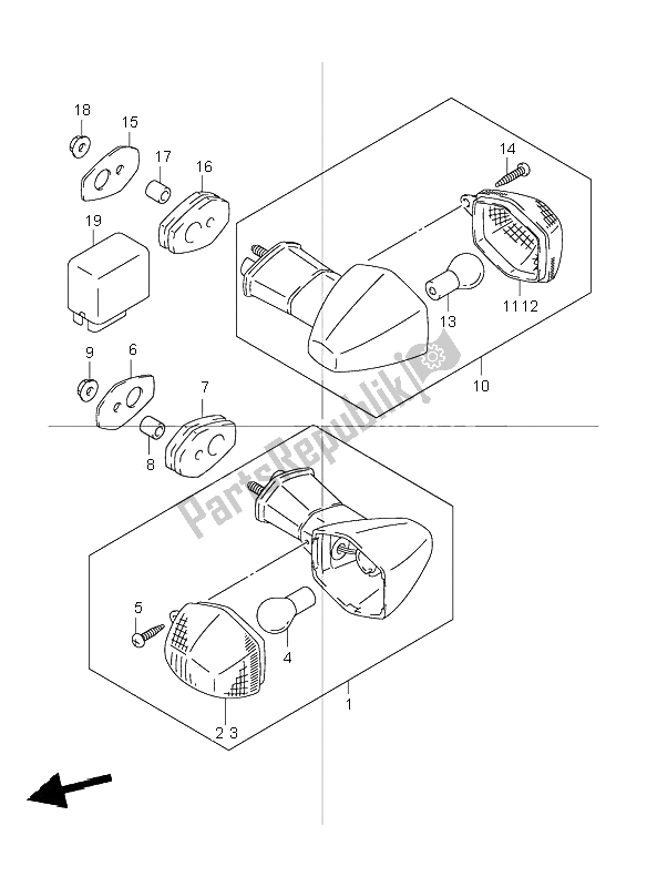 All parts for the Turn Signal Lamp (gsf600-u) of the Suzuki GSF 600 NS Bandit 2000