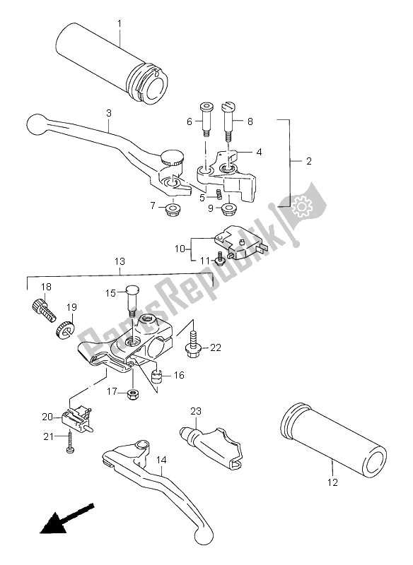All parts for the Handle Lever of the Suzuki VZ 800 Marauder 2000