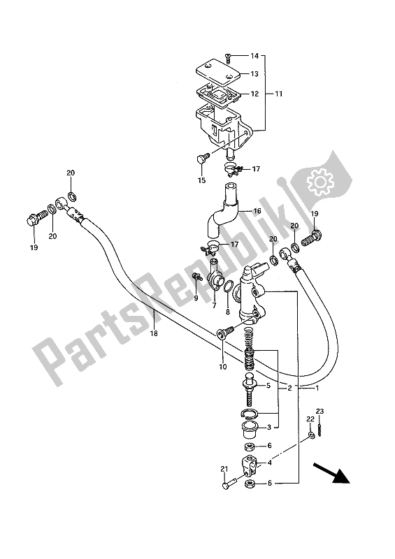 Tutte le parti per il Pompa Freno Posteriore del Suzuki GSX 1100F 1988