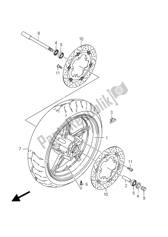 Tutte le parti per il Ruota Anteriore (sfv650u E24) del Suzuki SFV 650A Gladius 2011