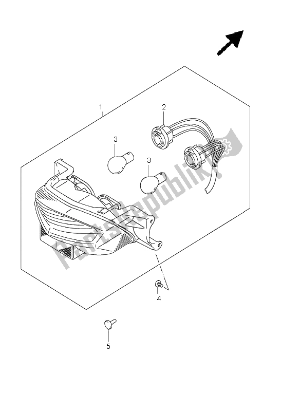 All parts for the Rear Combination Lamp of the Suzuki GSX 1400 2002