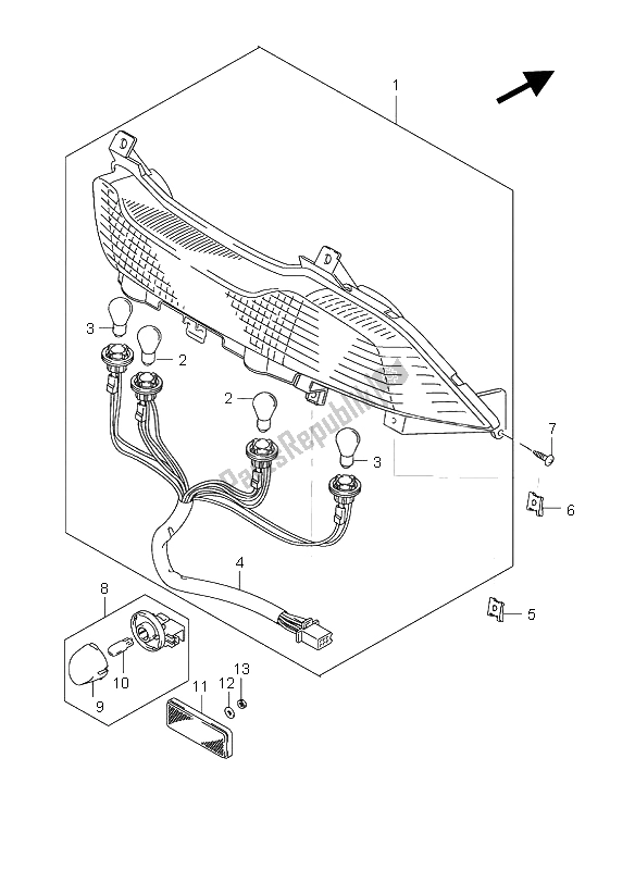 Wszystkie części do Tylna Lampa Grzebieniowa Suzuki UH 125 Burgman 2006