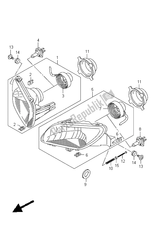 All parts for the Headlamp of the Suzuki LT A 400Z Kingquad ASI 4X4 2012