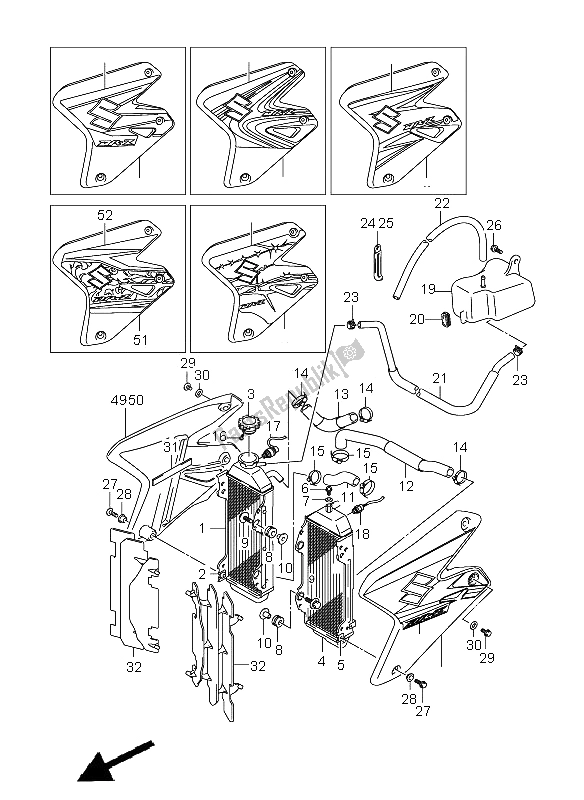 Todas las partes para Radiador de Suzuki DR Z 400 SM 2008